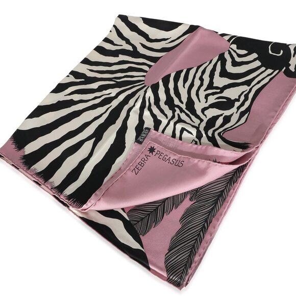 Hermès Pink Black White Silk Pegasus Zebra Scarf 90 - Picture 4 of 4